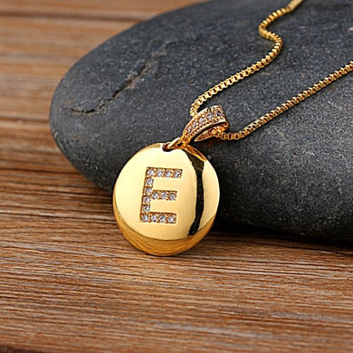 AIBEF Fashion Initial A-Z 26 Letter Necklace For Women Gold Plated Chain Charm Name Pendants Copper Jewelry Statement Girl Gifts