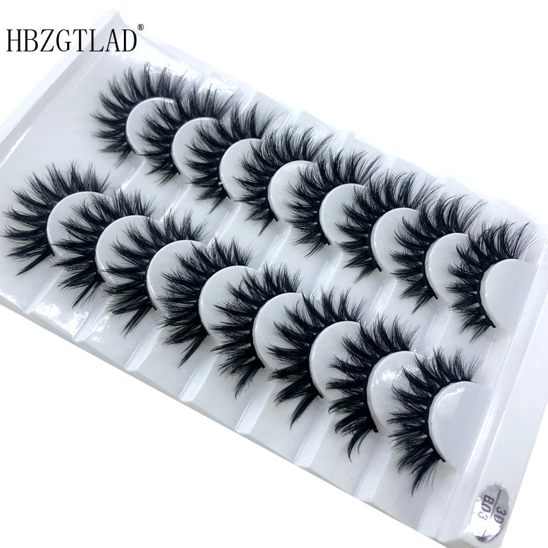 HBZGTLAD New 7/8 pairs 15-25mm natural 3D false eyelashes fake lashes makeup kit Mink Lashes extension mink eyelashes maquiagem