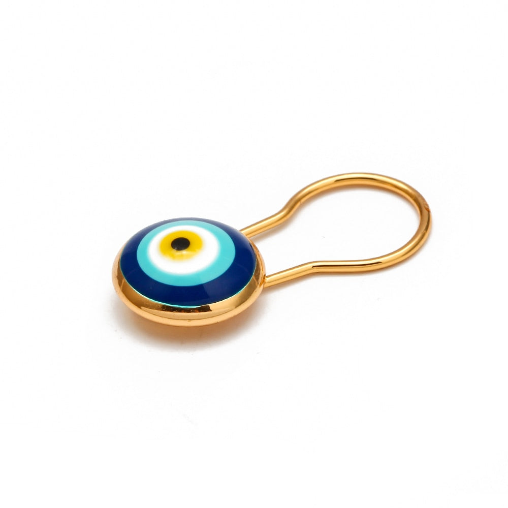 Lucky Eye Blue Turkish Evil Eye Brooch Pin for Women Men Dropping Oil Flower Crown Star Hamsa Hand Charm Fashion Jewelry BD52