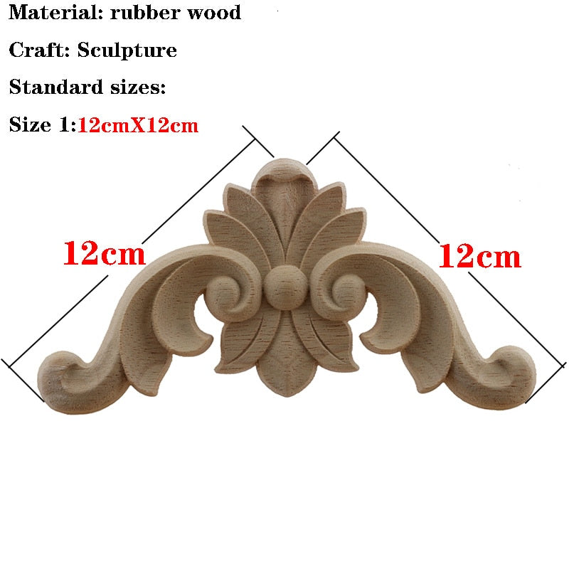 4Pcs European Wood Decoration Carved Furniture Applique Decorative Background Patch Vintage Home Decor Ornaments Pendulum