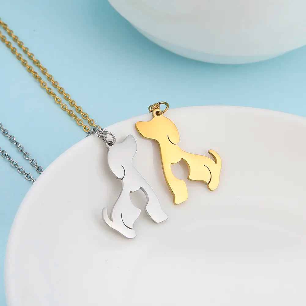 My Shape Cute Dog Pendant Necklace for Women Girl Stainless Steel Animal Footprint Chain Necklaces Fashion Jewelry Birthday Gift