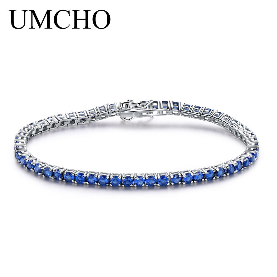 UMCHO Rich Color Created Ruby Bracelet  For Women 925 Sterling Silver Jewelry January Birthstone Romantic Wedding Fine Jewelry