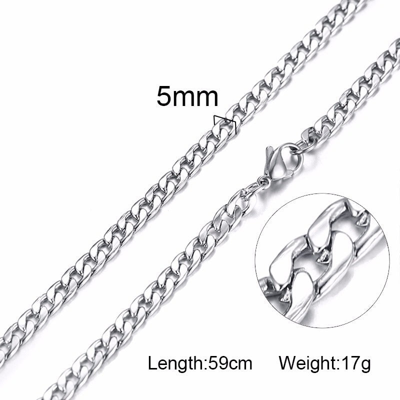 Necklace For Men, Stainless Steel Curb Chain, Man Necklace, 5 to 8mm Link Chain