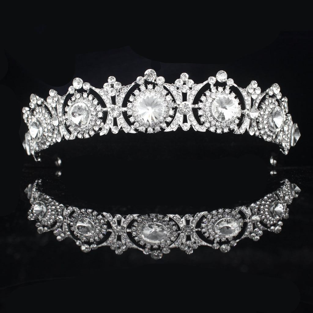 Rhinestone Bridal Tiara Crown Princess Bride Crystal Diadem Women Prom Hair Ornaments Wedding Bridal Head Jewelry Accessories