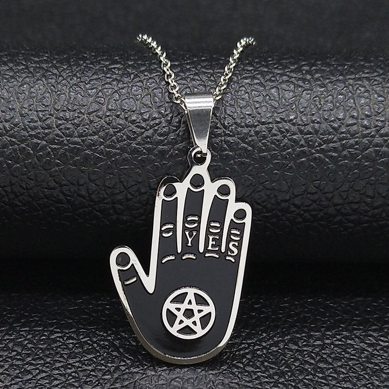 Moon Sun Pentagram Stainless Steel Witch Magic Necklace Witchcraft Spell Book Necklace Triple Moon Goddess Jewelry joyas N1906S2