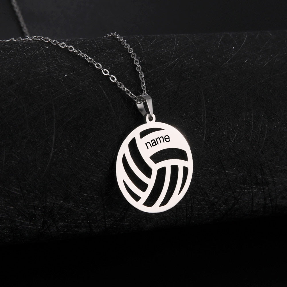 Men Necklace Sipuris Customized Name Necklace Stainless Steel Personalized Name Volleyball Necklace  Men Jewelry Gifts