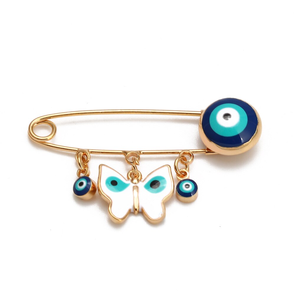 Lucky Eye Blue Turkish Evil Eye Brooch Pin for Women Men Dropping Oil Flower Crown Star Hamsa Hand Charm Fashion Jewelry BD52