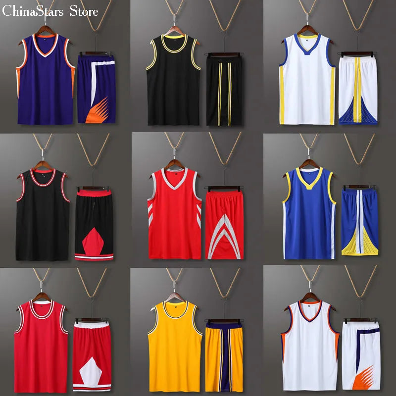 Custom Basketball Uniforms Sets Throwback Men College Basketball Jerseys Suits Shorts Kids Professional Basketball Jersey Kits