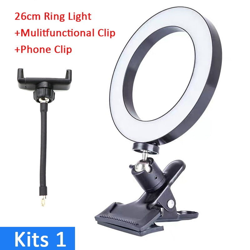 26cm/16cm Protable Led Selfie Round Circle Light For Youtube Live Streaming Studio Video Dimmable Photography Lighting With USB Cable