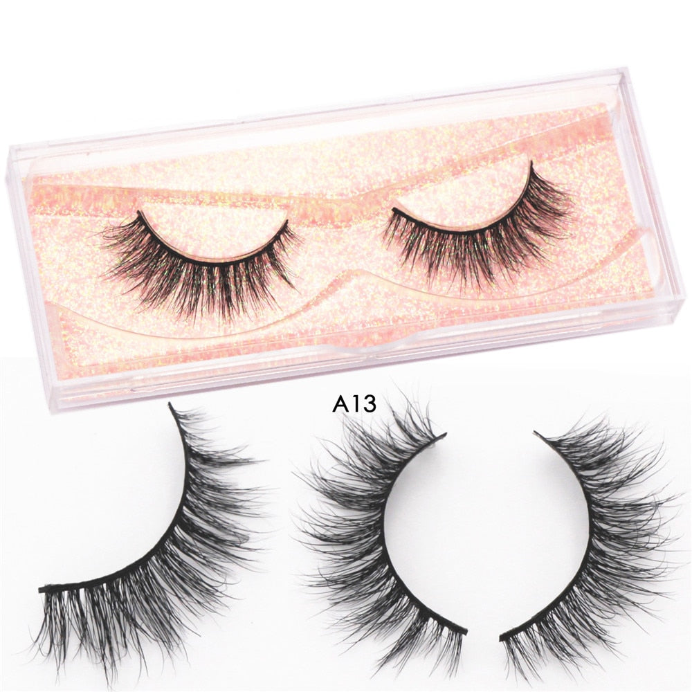 Mink Eyelashes Natural Long 3D Mink Lashes Cruelty Free Handmade Fake Lashes Makeup False Eyelash Short Soft Reusable Lashes A03