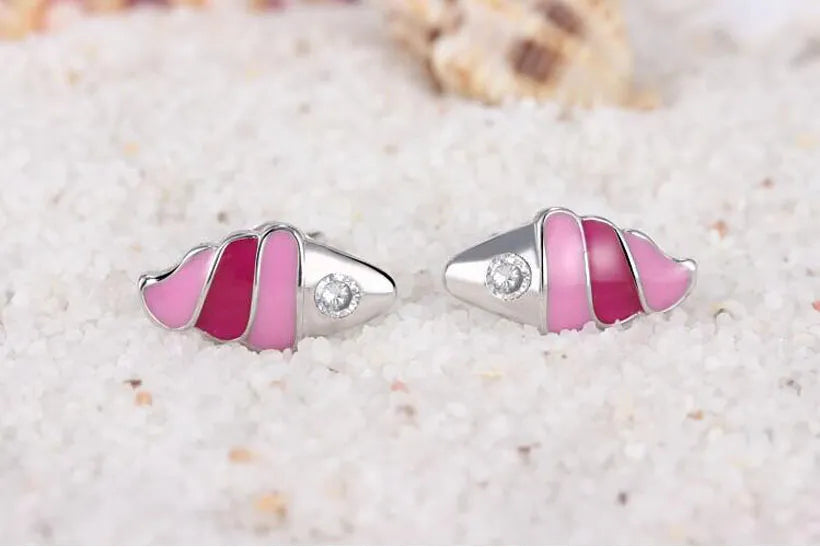 Children 925 Sterling Silver Pink Enamel Cute Ice Cream Small Stud Earring For Baby Kids Girls Cute Party Earring Korea Jewelry