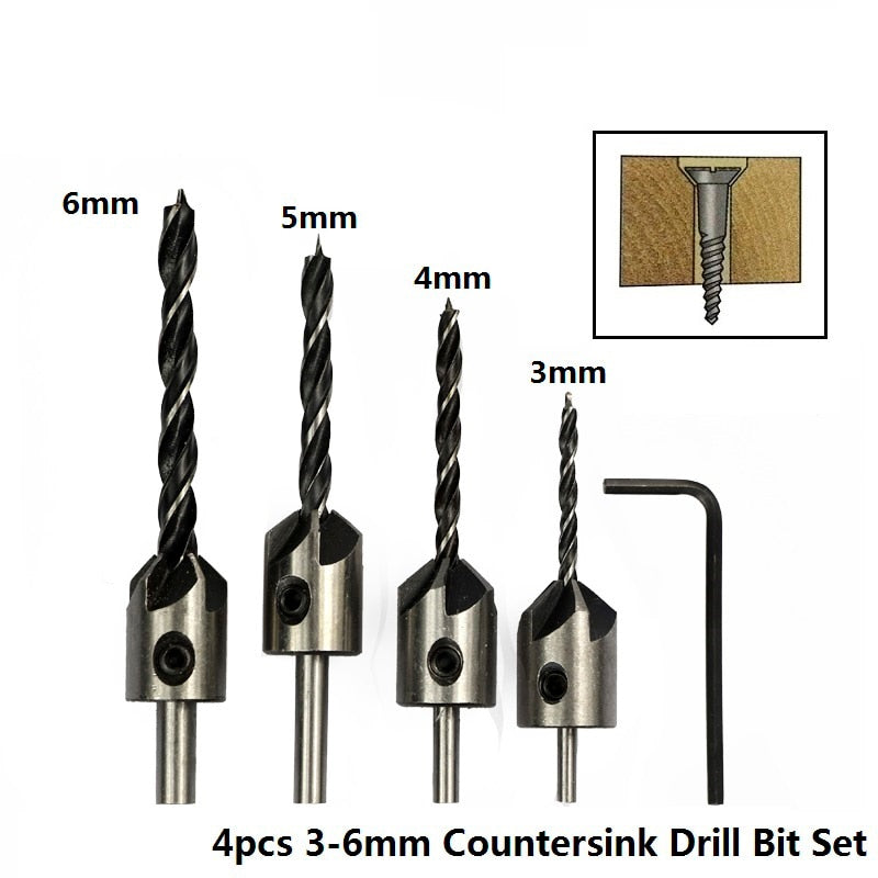 XCAN 3mm-10mm HSS Countersink Drill Bit Set Reamer Woodworking Chamfer Drill Counterbore Pliot Hole Cutter Screw Hole Drill