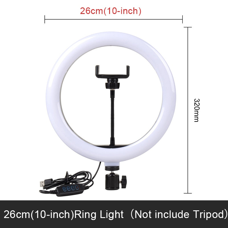 Selfie Circle Round Light Photography Led Rim Of Lamp with Optional Mobile Holder Mounting Tripod Stand Circle Round light For Live Video Stream