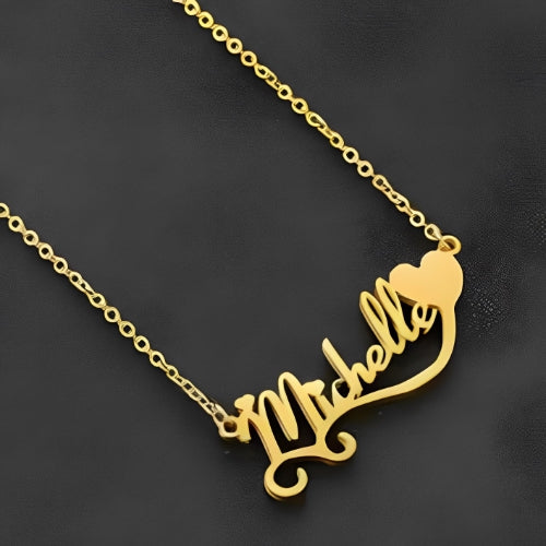 Heart 24k pure Gold,18Kgold plated, Pure silver Various Fonts Double name necklace, Customized pendant.