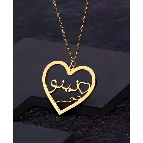 Heart Arabic Font Name & Various Designs pendant,  Personalized jewelry for all ocassions.24k pure Gold, 18Kgold plated,  Pure silver name necklace.