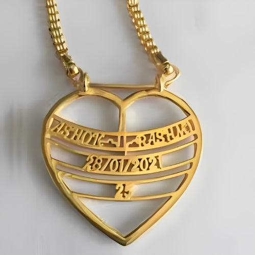 Heart Customized Date & name necklace.