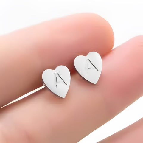 Heart Design Pure Silver Customized Initials design Best Quality Beautiful Design Stud Earrings.