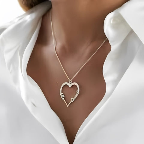 Heart Double Customized name Pendants gold heart unique personal present