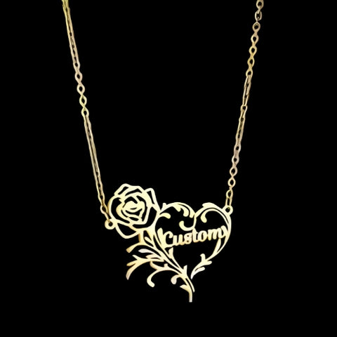 Heart Flower Special Design Various Font Necklace.