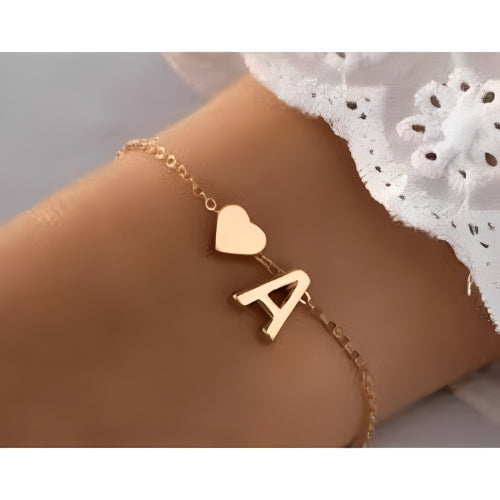 Heart Initial customized Bracelet Gold Plated