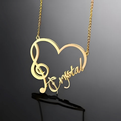 Heart Music  Personalized names Jewelry  name necklace.