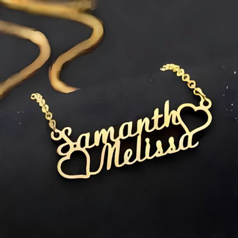 Hearts Beautiful Customized Name Special Fonts necklace.