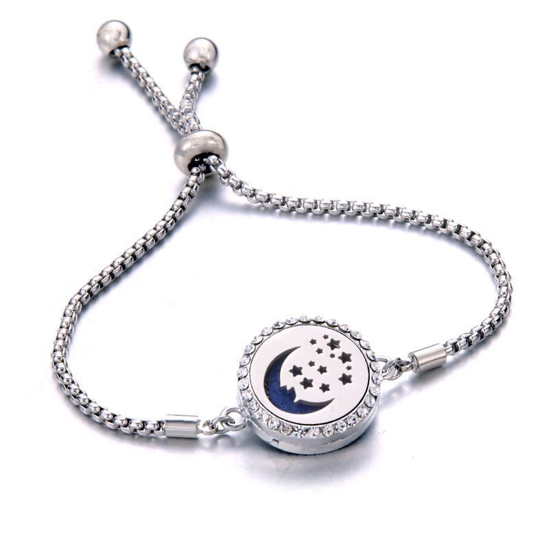 Adjustable Perfume Essential Oil Diffuser Locket Bracelet 316L Stainless Steel Bangle for Women Aromatherapy Bracelet