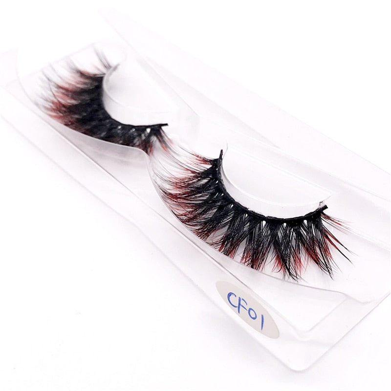 New 9D faux mink color lashes wholesale natural long fluffy individual dramatic colorful false eyelashes Makeup Extension Tools