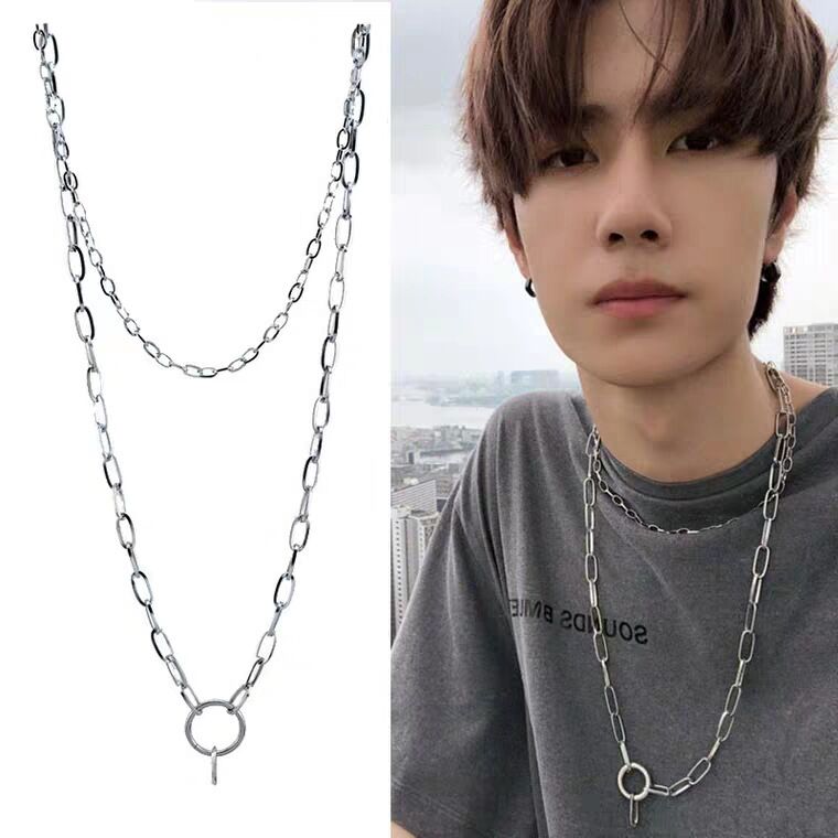 Newest Hot Fashion Multilayer Hip Hop Long Chain Necklace Women Men Gifts Key Cross Pendant Necklace Accessories Jewelry