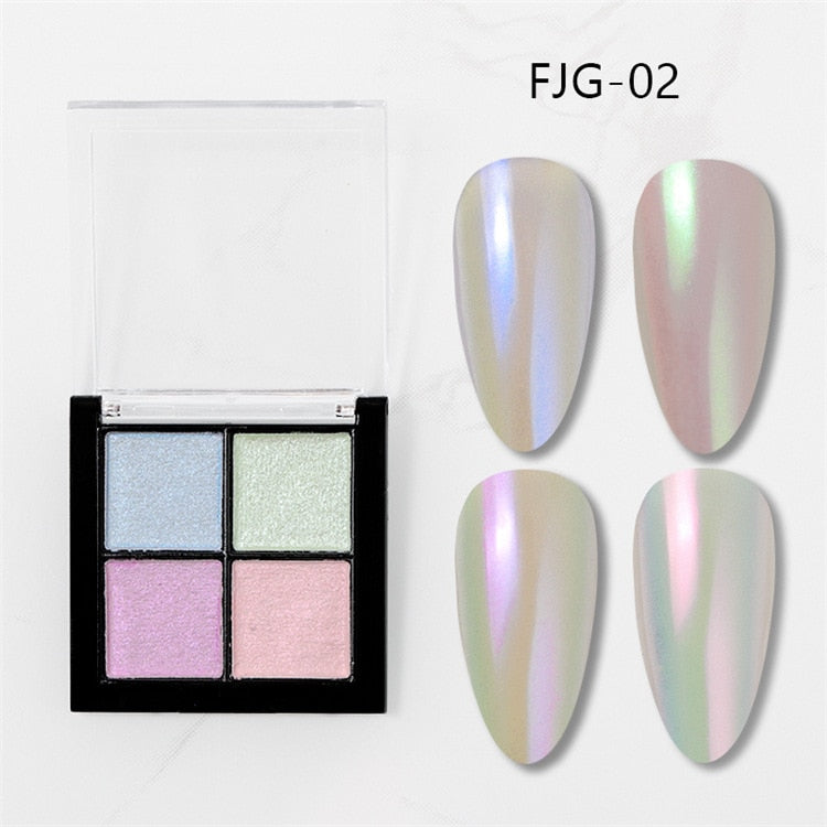 6 Colors Holographics Laser Aurora Solid Mirror Nail Glitter Powder Nails UV Gel Polish Pigment Nail Art Decorations Accessories