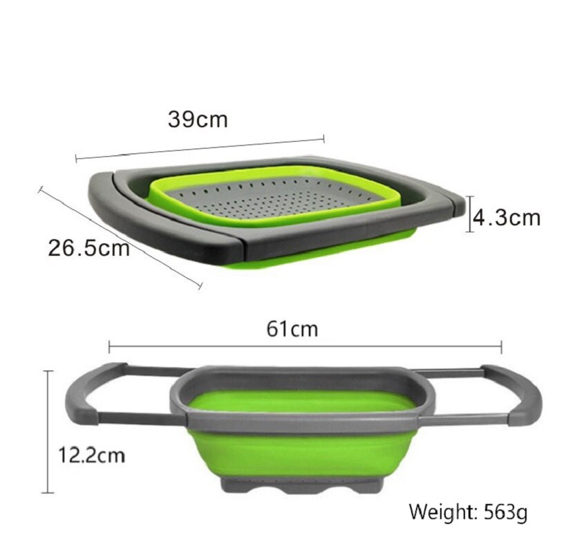 Foldable Drain Basket Fruit Vegetable Washing Basket Colander Collapsible Strainer Silicone Scalable Drainer With Handle Storage