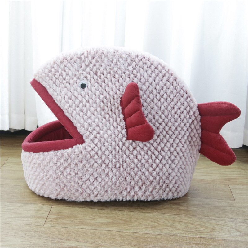 Cawayi Kennel  Soft Pet House Dog Bed for Dogs Cats Small Animals Products Semi-enclosed Fish-shaped Cartoon Cat Pet Beds D2033