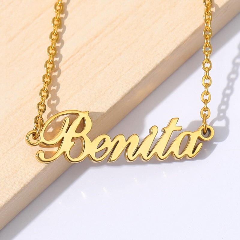 Custom Name Necklaces For Women Men Stainless Steel Customized Necklace Pendant Jewelry Male Female Personalized Neck Chain Gift