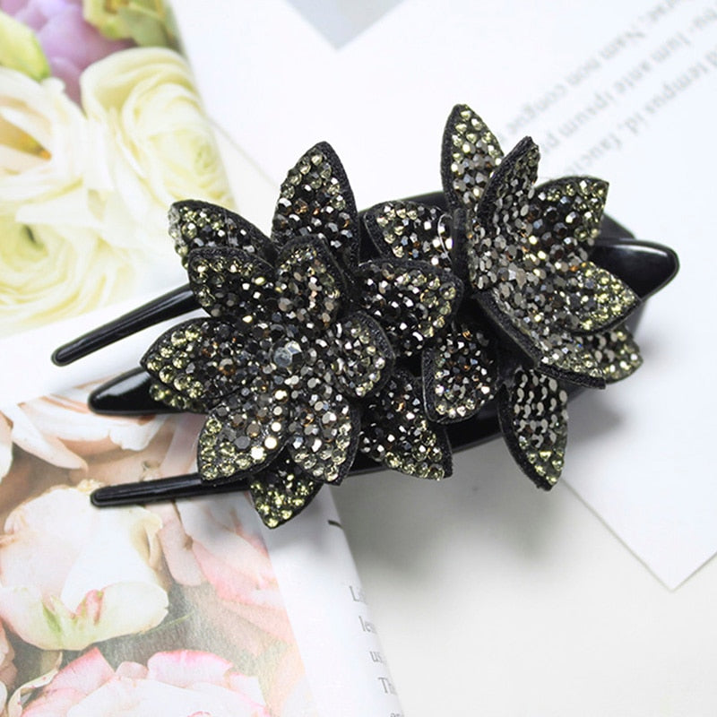 Lystrfac Colorful Flower Rhinestone Hair Clip Women Hair Grab Girls Barrettes Hairpin Hair Claw Female Hair Accessories