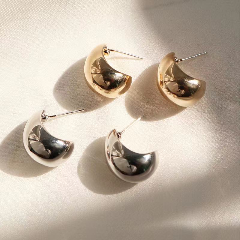 Simple Pea Shaped Copper Alloy Gold Color Drop Earrings For Woman 2021 Korean Fashion Jewelry Goth Party Girls Unusual Accessory