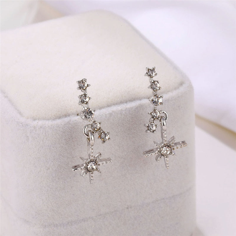 Korea New Fashion Gold Silver Color Cross Crystal Stud Earrings for Women Elegant Cute Pearl Earrings Brincos Jewelry Wholesale