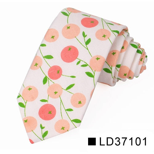 New Floral Tie For Men Women Skinny Cotton Neck Tie For Wedding Casual Mens Neckties Classic Suits Flower Print Neck Ties Cravat