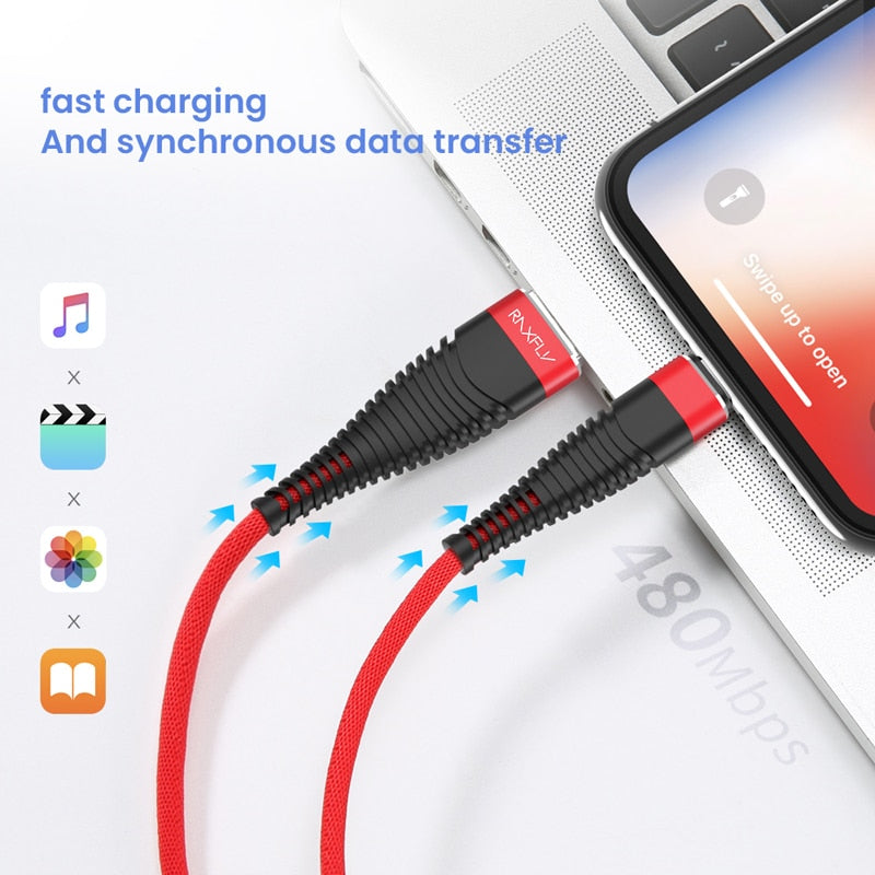 2m USB Lighting Cable Fast Charging Phone Charger Quick Charge Cable For iPhone 12 11 Pro Max X 7 8 iPad Mobile Phone Cables