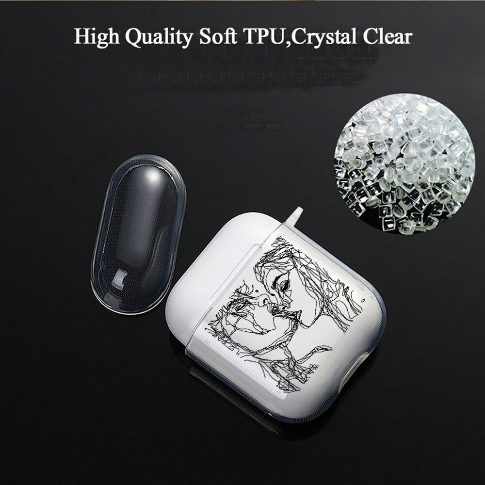 Cover For Apple Airpods 2 1 3 Case Earphone Coque Soft Protector Fundas Airpods Pro 2nd Air Pods Covers Earpods Line Kiss Couple