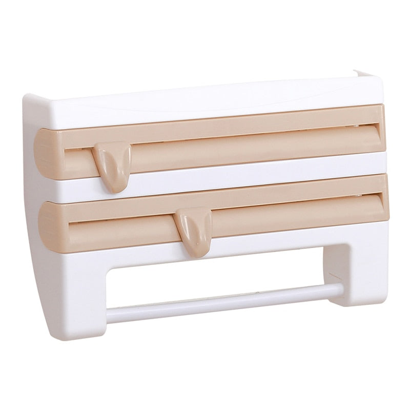 ADOREHOUSE Paper Towel Holder Sauce Bottle Rack Kitchen Organizer 4 In 1 Cling Film Cutting Holder Kitchen Accessories