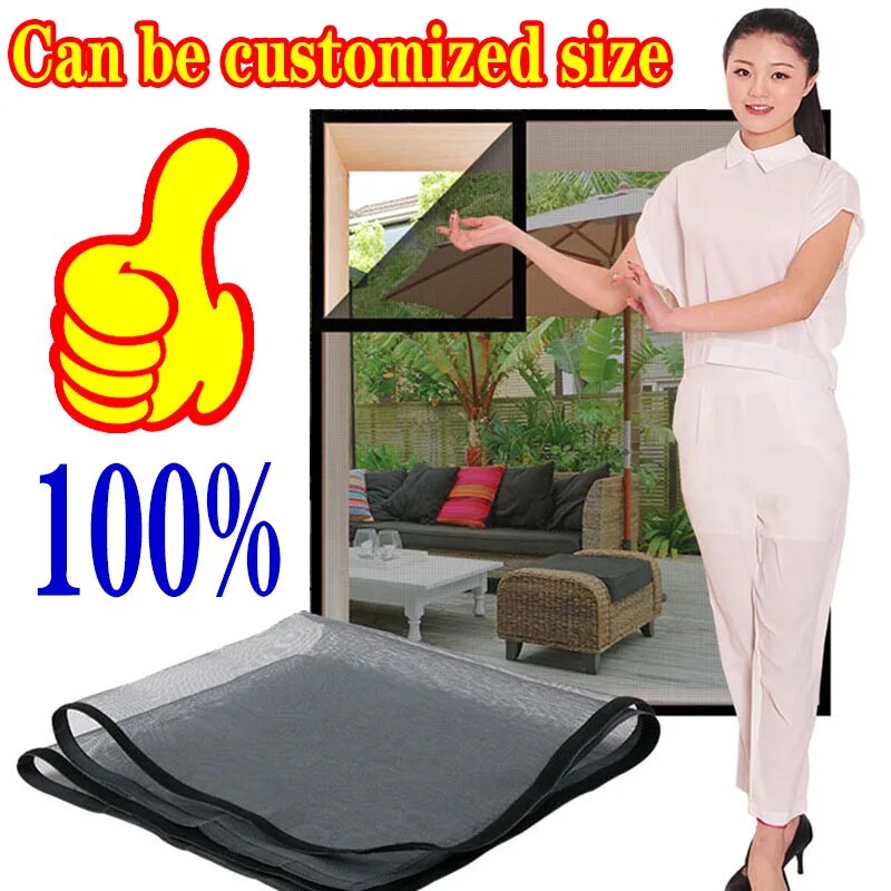 Inset Window Screen Mesh, Air Tulle Adjustable Summer Invisible Anti-Mosquito net Fiberglass Removable Washable Customize Screen