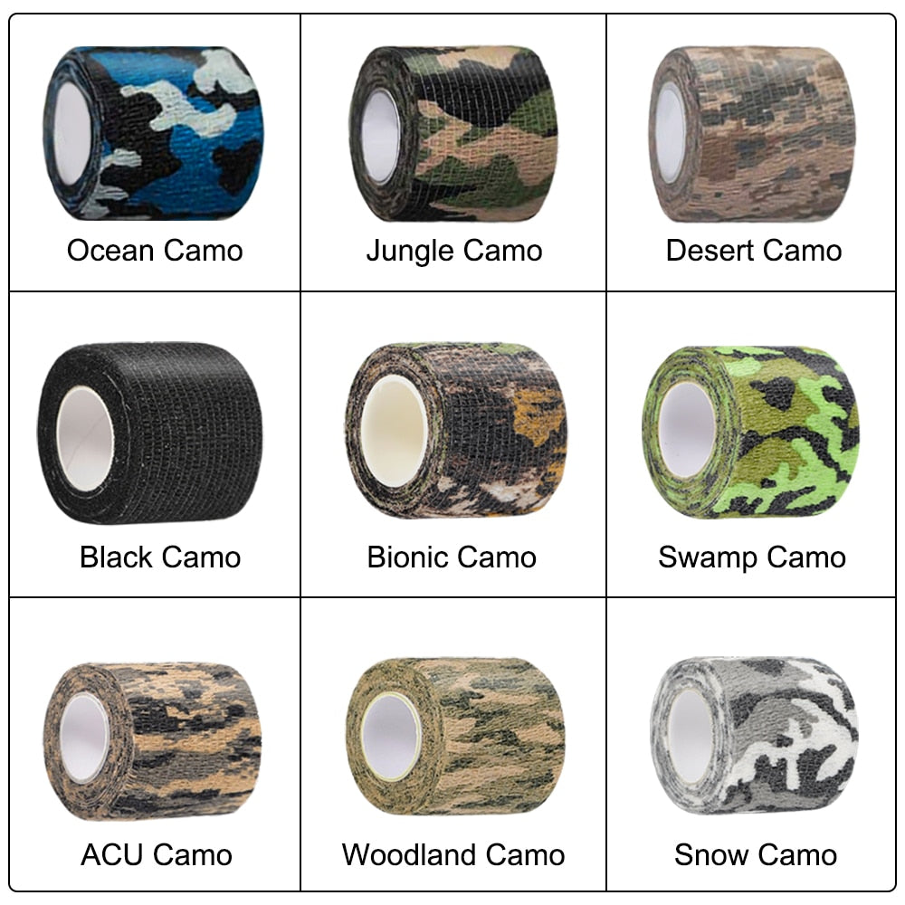 Tactical Camo Tape 5cm*4.5M Self-Adhesive Camouflage Tape Outdoor Hunting Shooting Stealth Tape Rifle Gun Stretch Wrap Cover