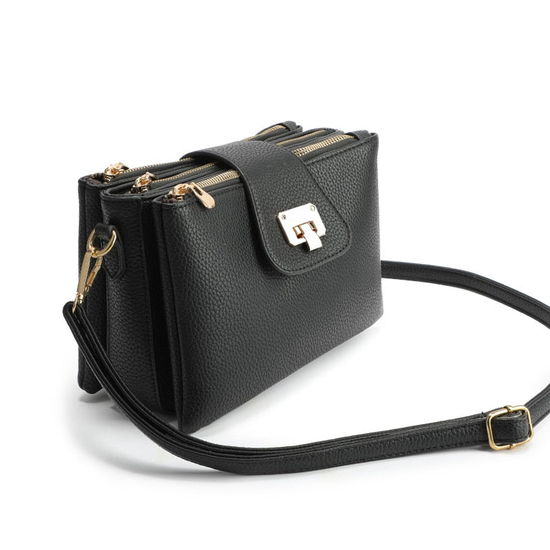 New Compartment Shoulder Bag Ladies Handbag Litchi PU Leather Crossbody Bags for Women Messenger Bags sac a main femme