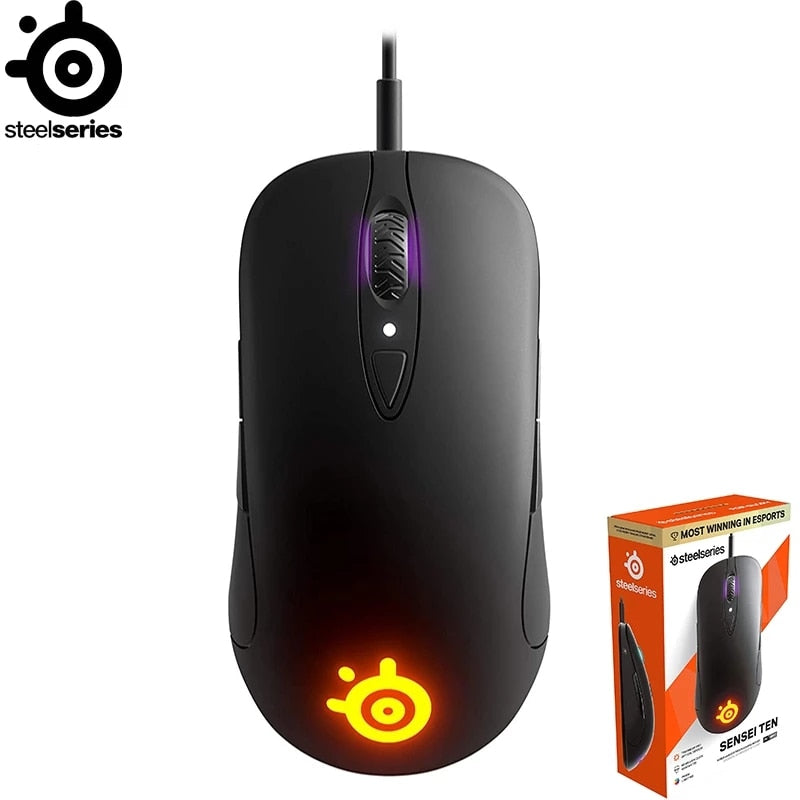 SteelSeries Sensei Ten Gaming Mouse 18,000 CPI TrueMove Pro Optical Sensor 8 Buttons Mechanical Switches RGB Lighting for E-game