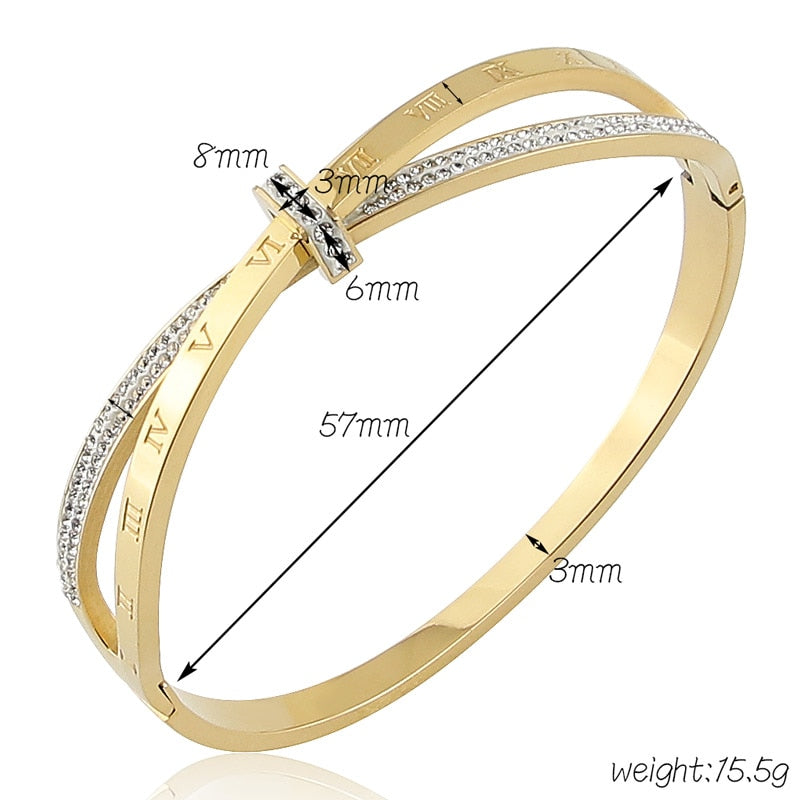 New Stainless Steel  Jewelry Crystal Bracelets Cross Roman Numerals  Bangle For Women&#39;s Who Love Gifts Wholesale