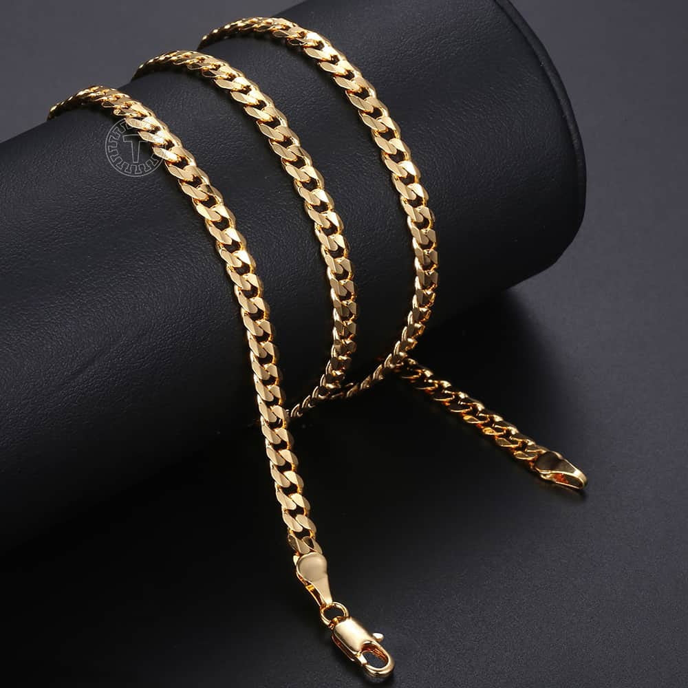 Trendsmax Men&#39;s Cuban Link Chain Necklace Gold Color  Chain Necklace Gift For Men Hiphop Wholesale Jewelry 4.5mm 50cm 60cm GN438