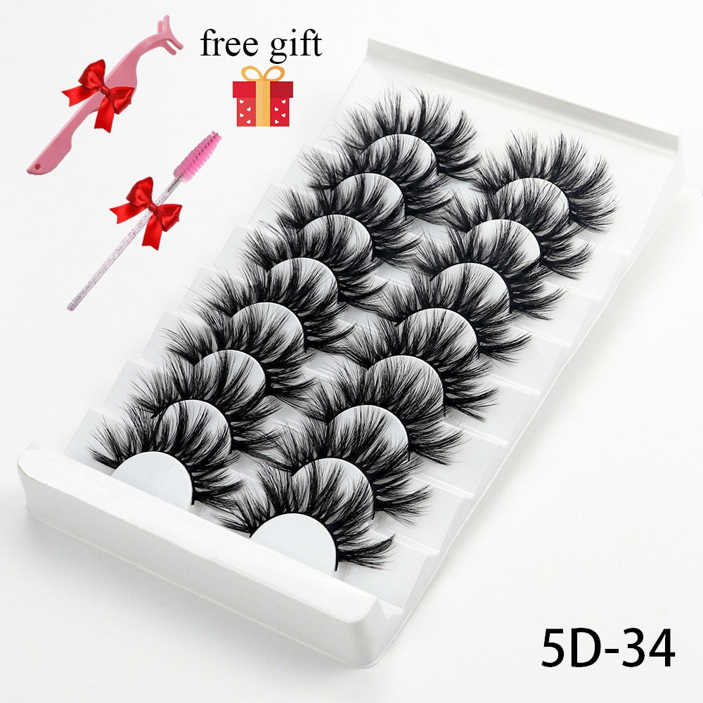 5/8 Pairs 20mm Mink Lashes 3D Natural False Eyelashes Fluffy Faux Mink Eyelashes Wispies Long Extension Eyelashes Pack Maquiagem