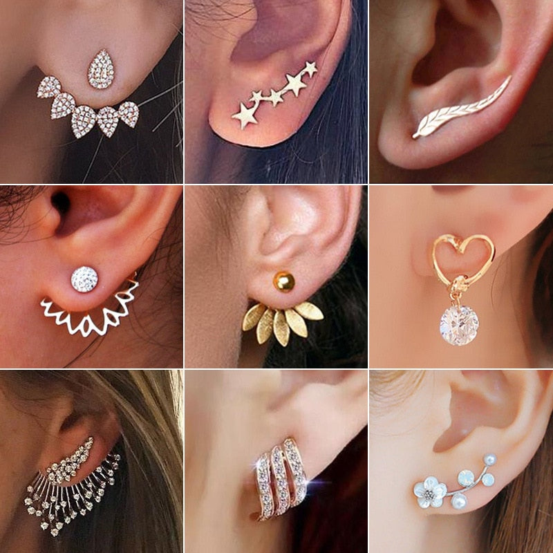 2022 New Crystal Flower Drop Earrings for Women Fashion Jewelry Gold Colour Rhinestones Earrings Gift for Party Best Friend