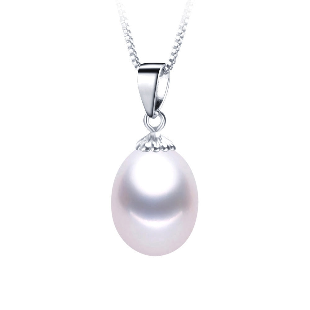 AAAA Genuine Freshwater Pearl Pendants 8-9mm 925 Sterling Silver Necklace For Women Wholesale Small Size Natural Pearl Jewelry