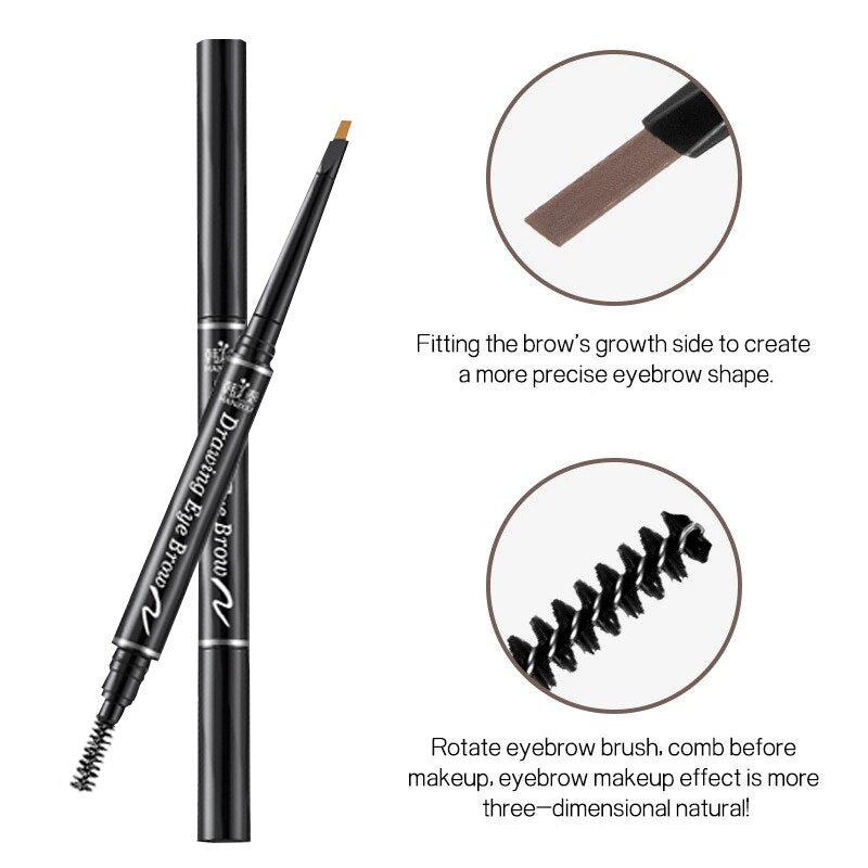 5 Colors Double Head Eyebrow Pencil Waterproof Long Lasting Sweat-proof Natural Wild Brows Shaping Drawing Easy Coloring Makeup